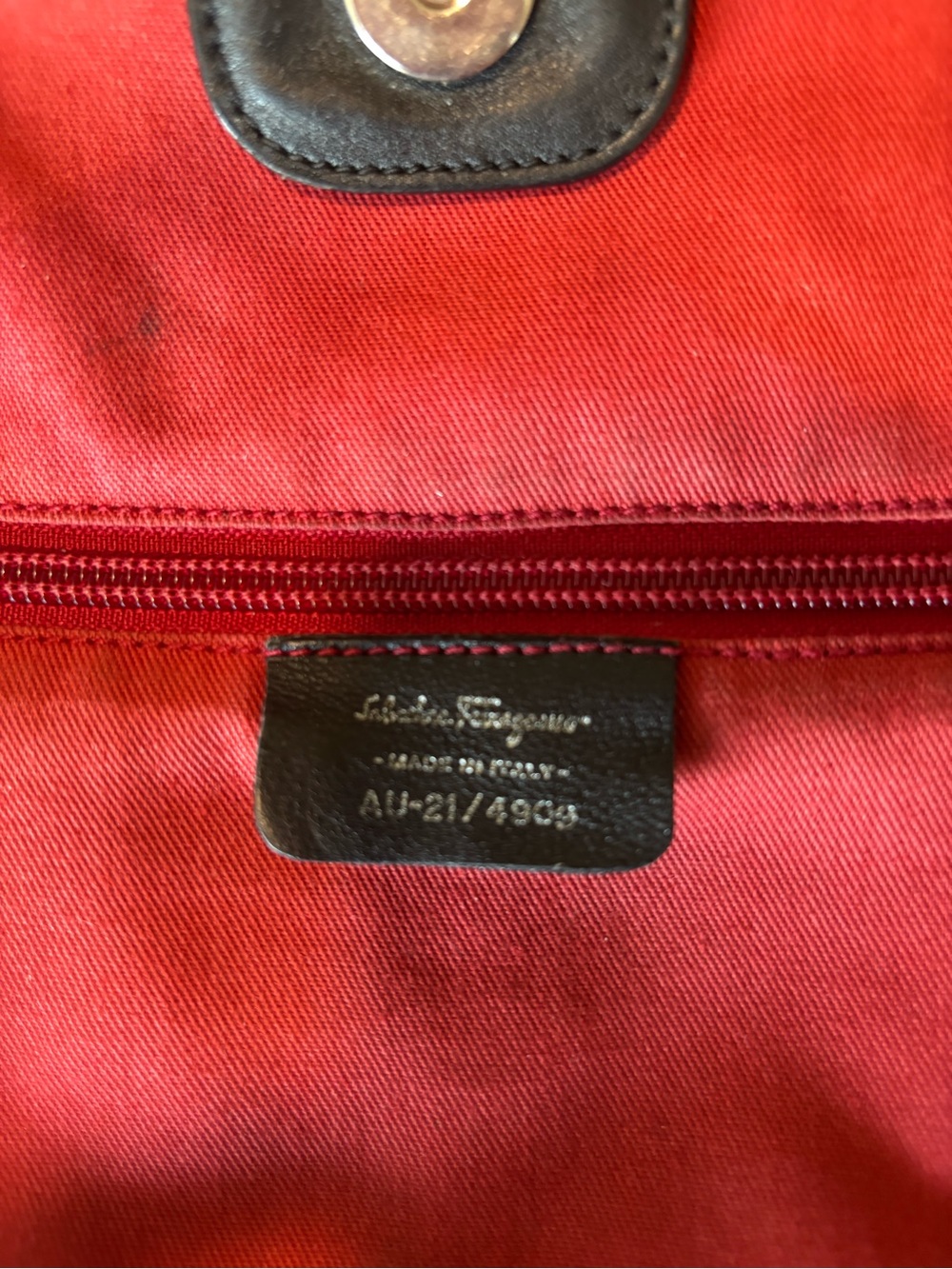 SALVATORE FERRAGAMO, black Canvas Gancini Italian tote bag AU-21/4909 - Picture 3 of 9